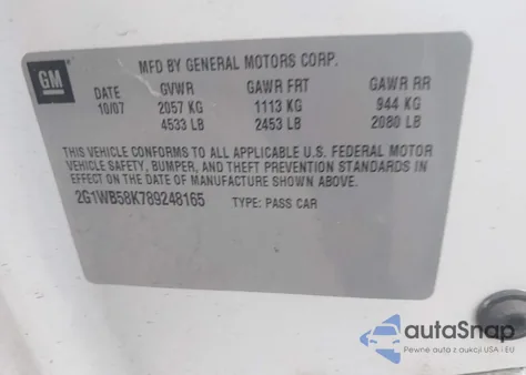 2008 Chevrolet Impala Ls z USA, uszkodzony, nr VIN 2G1WB58K789248165